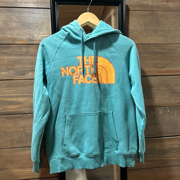 The North Face Aqua Hoodie with White Logo - Picture 1 of 3